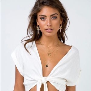 BEACH HOUSE TIE FRONT TOP WHITE OFF WHITE